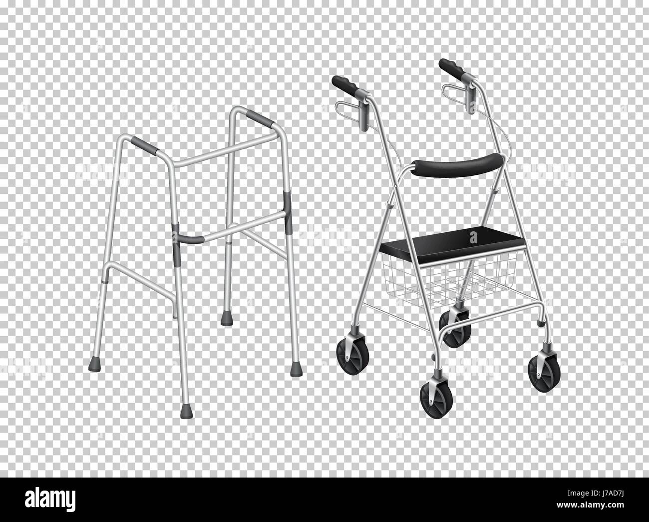 Walker with wheels for elders illustration Stock Vector Image & Art - Alamy