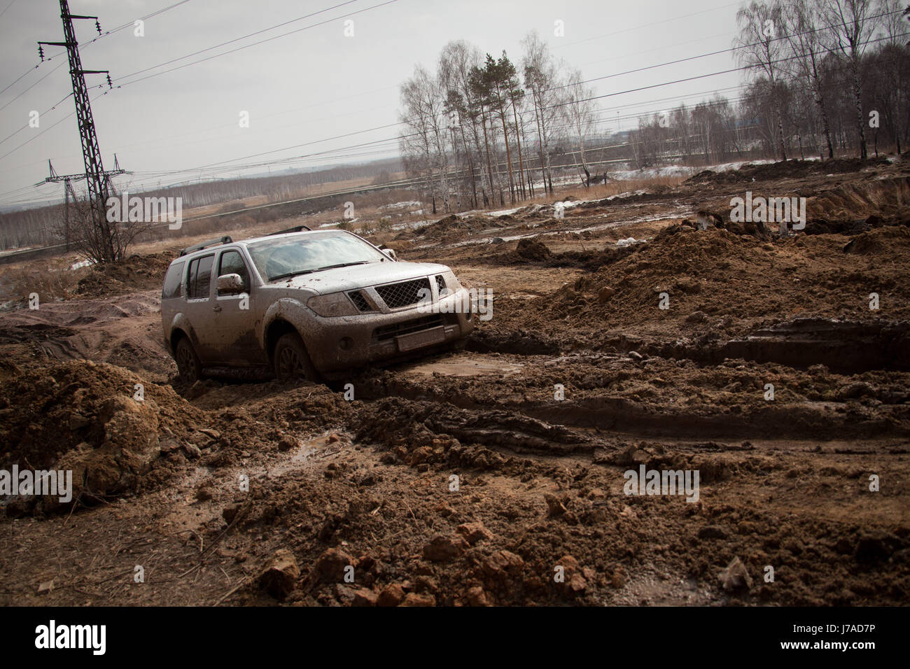 Offroad car in dirt Stock Photo