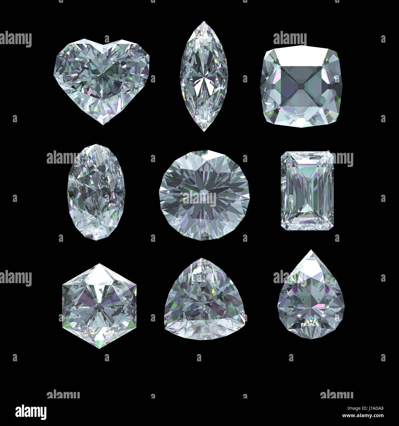 Group of diamond shape with clipping path Stock Photo