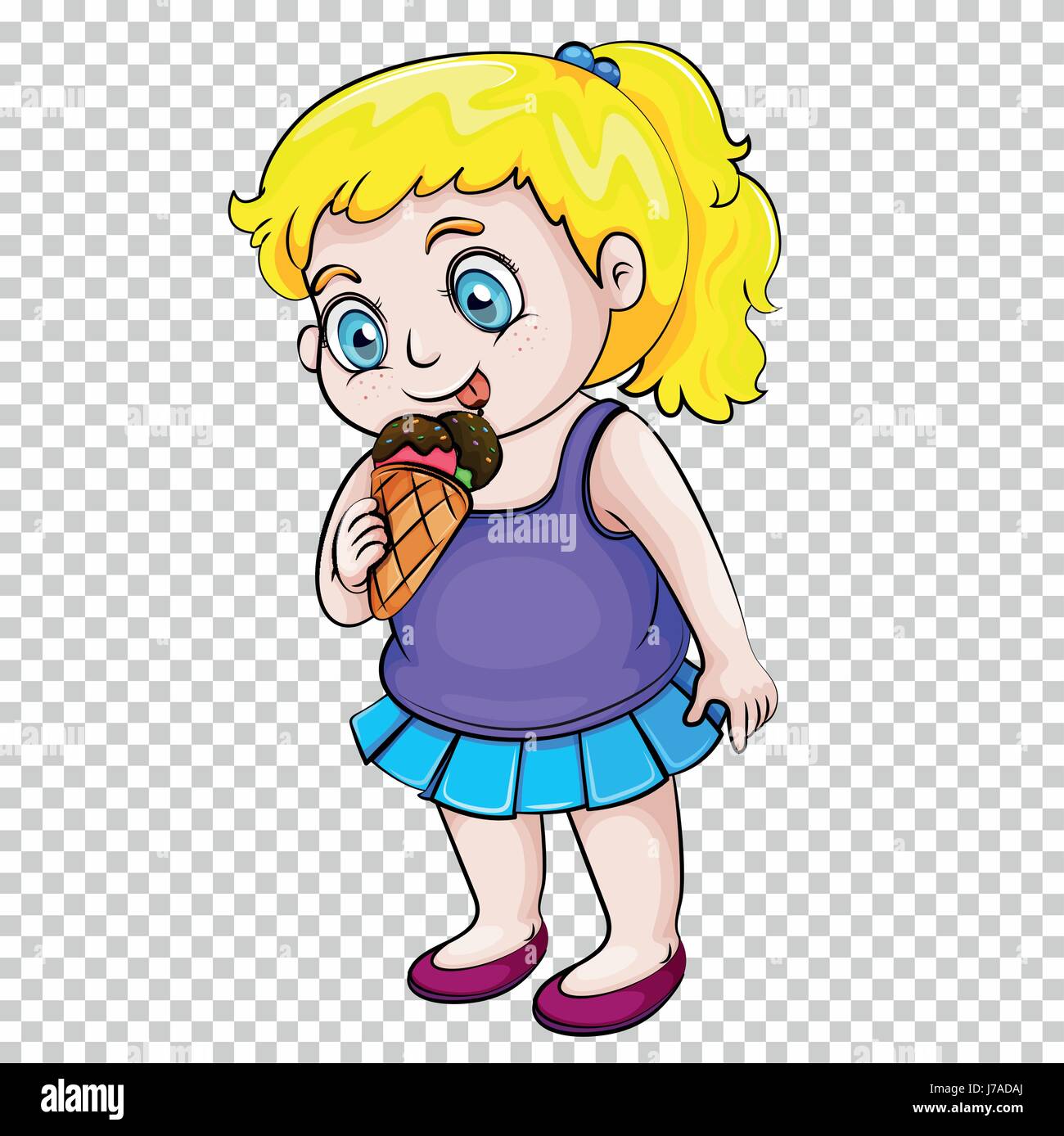 Cute Girl Eating Icecream On Transparent Background Illustration Stock Vector Image Art Alamy