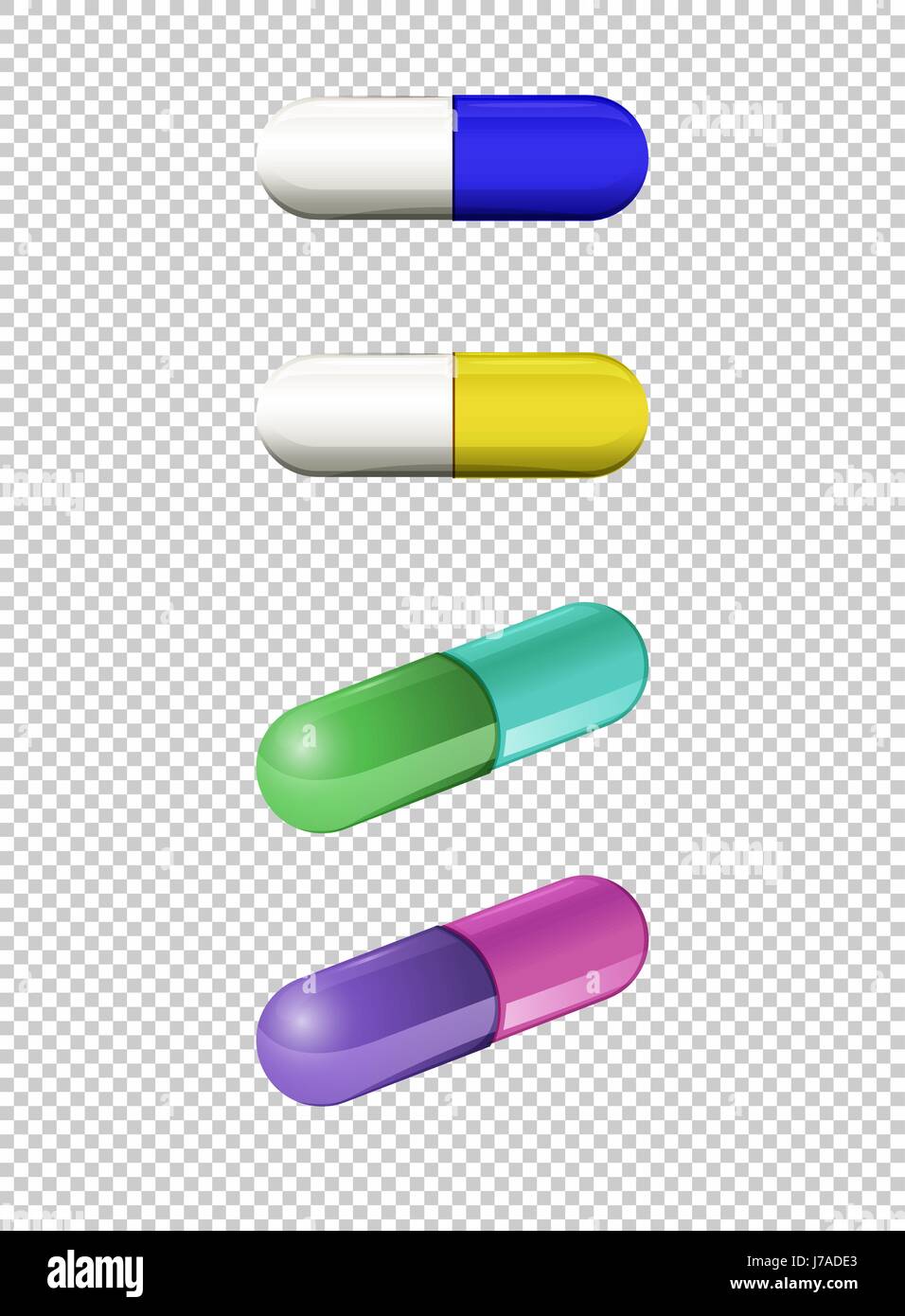 Capsules in different colors illustration Stock Vector