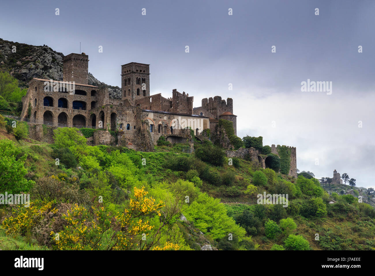Spain, Catalonia, Costa Brava, El Port de la Selva, Monastery of Sant Pere de Rodes Stock Photo