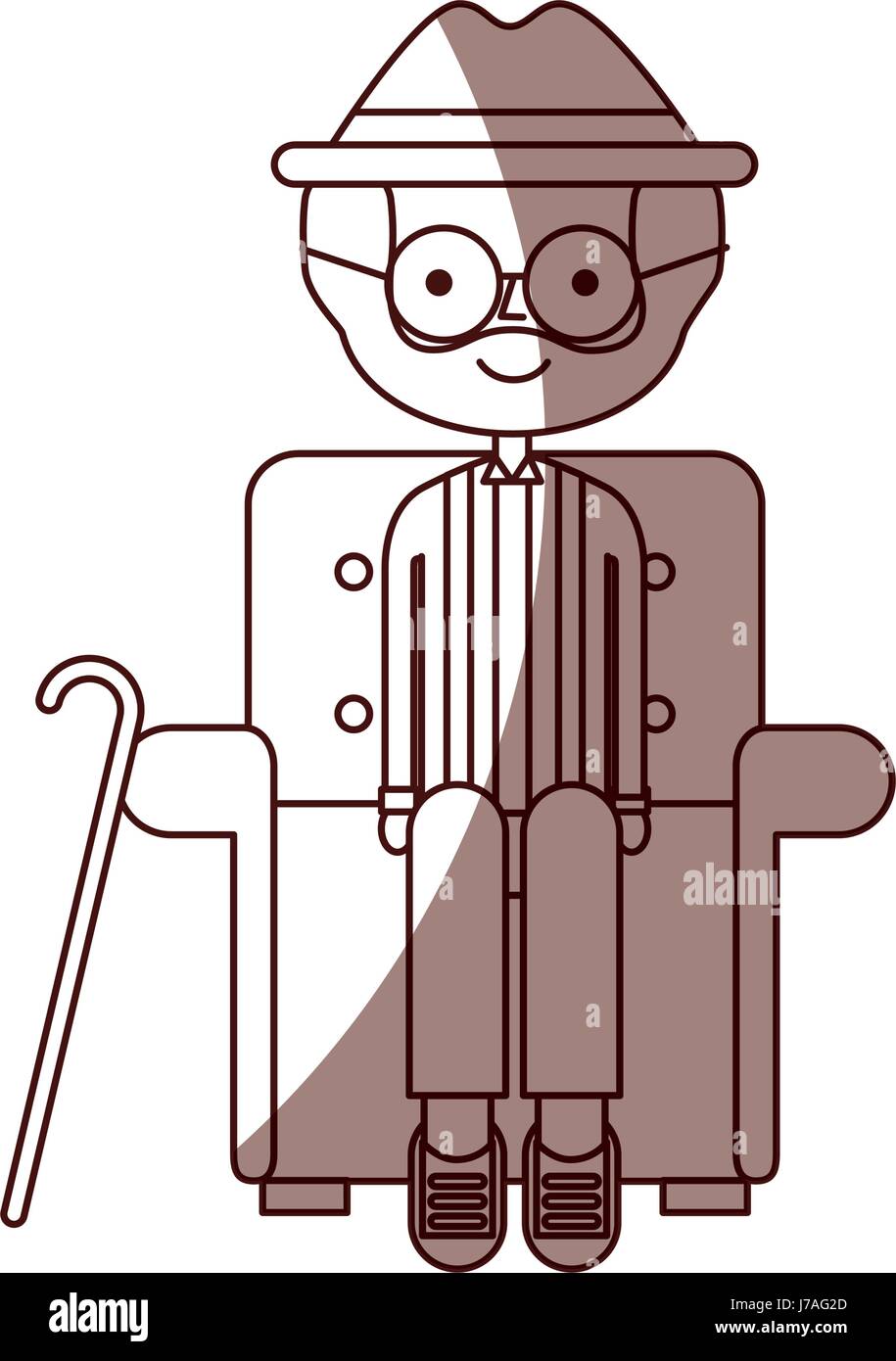 cute grandfather in the sofa avatar character Stock Vector