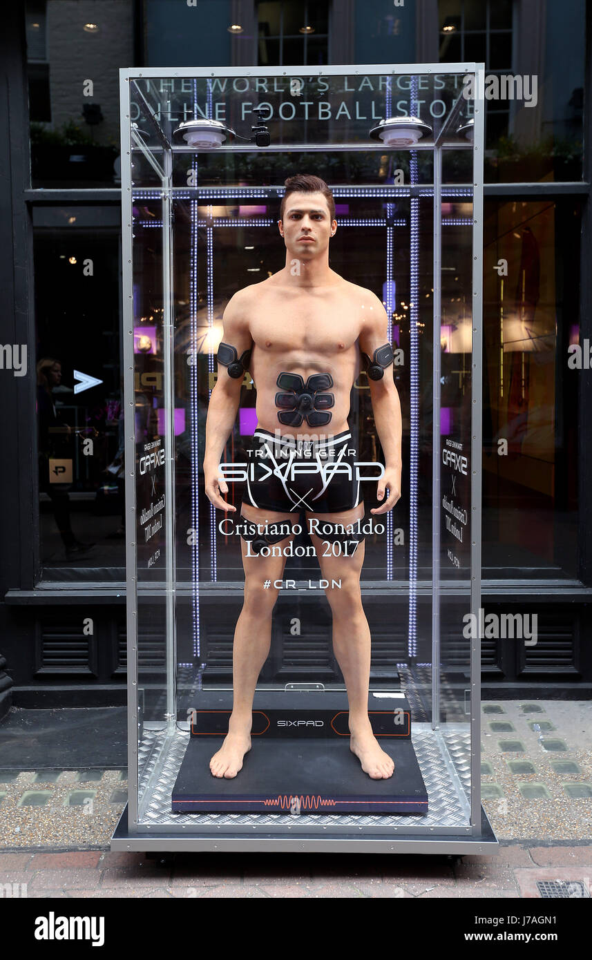 Shoppers in London's busy Carnaby area will come face-to-face with a  life-size replica of Cristiano Ronaldo, as Japanese EMS training gear  SIXPAD announces its partnership Stock Photo - Alamy