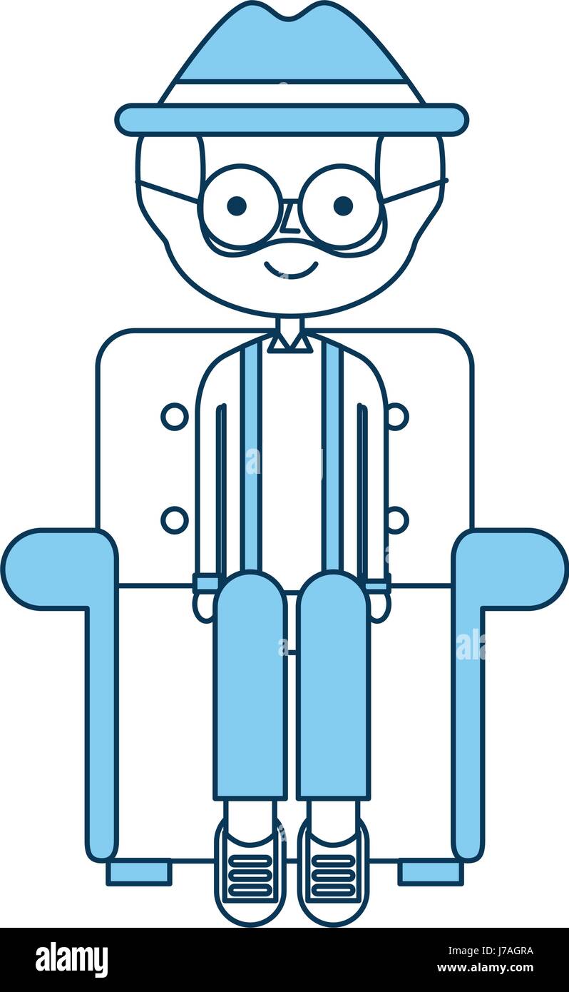 cute grandfather in the sofa avatar character Stock Vector