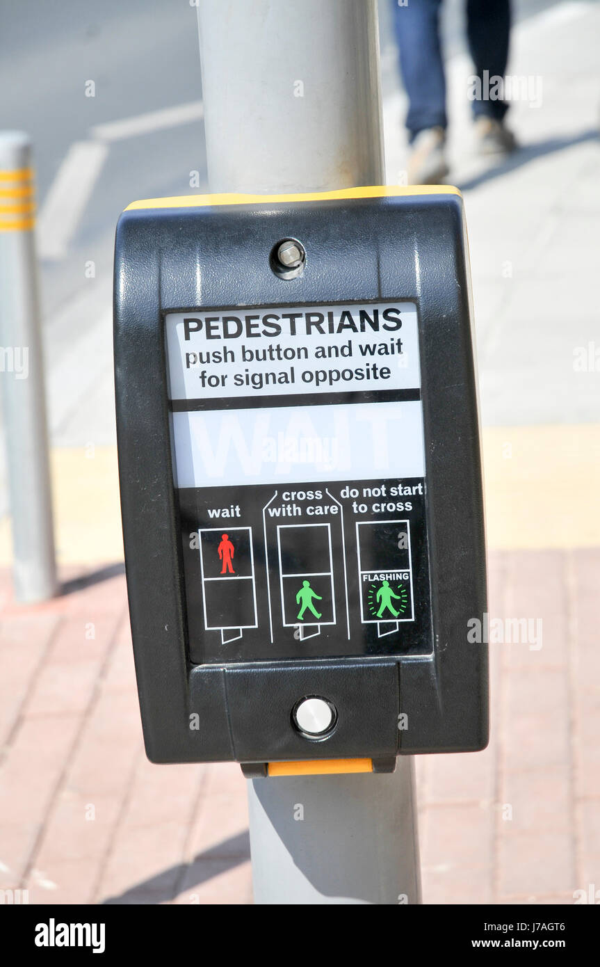 push button pedestrian crossing control box. Paphos, Cyprus Stock Photo