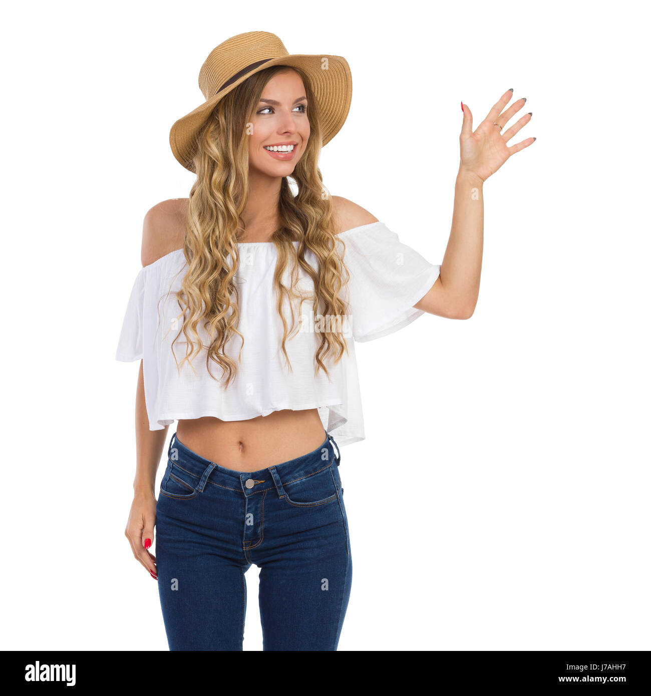 three quarter white jeans