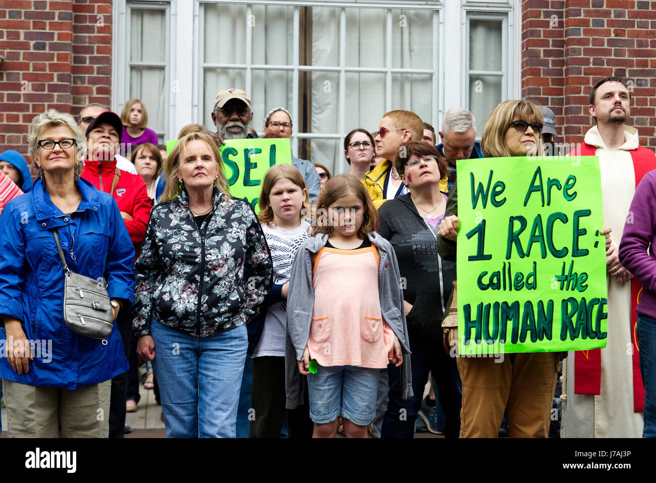 Lancaster, PA, USA May 20, 2017; Activists and community members gather at the courthouse
