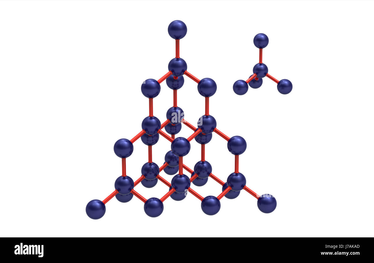 crystal lattice diamond atom model render carbon molecule crystal lattice Stock Photo