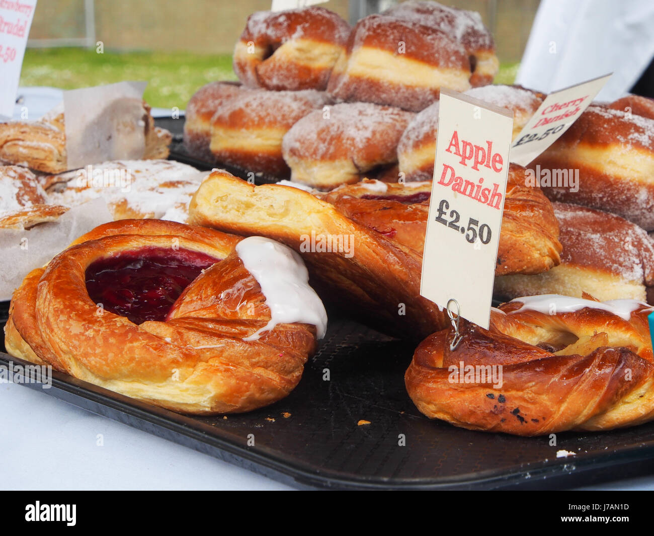 Cakes and Pastries on sale on a market stall Stock Photo Alamy