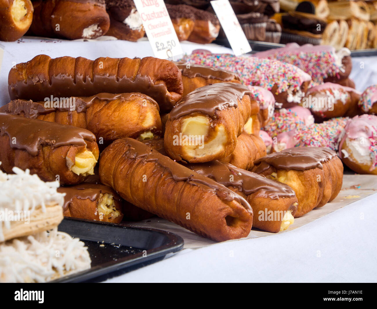 Cakes and Pastries on sale on a market stall Stock Photo Alamy