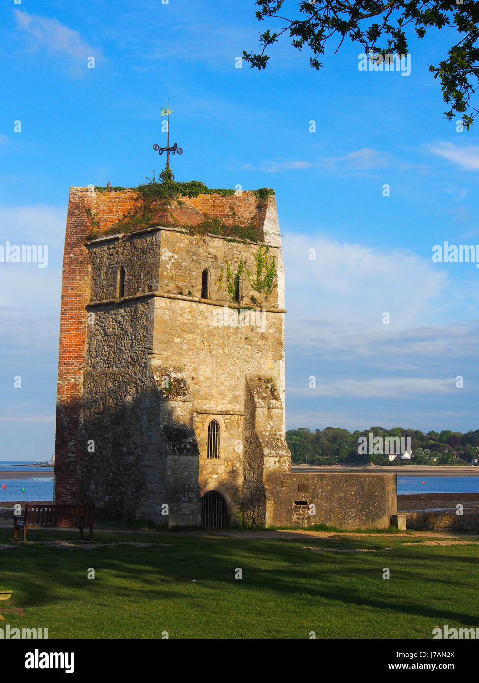 The old church tower at St Helen's on the Isle Of Wight, England Stock