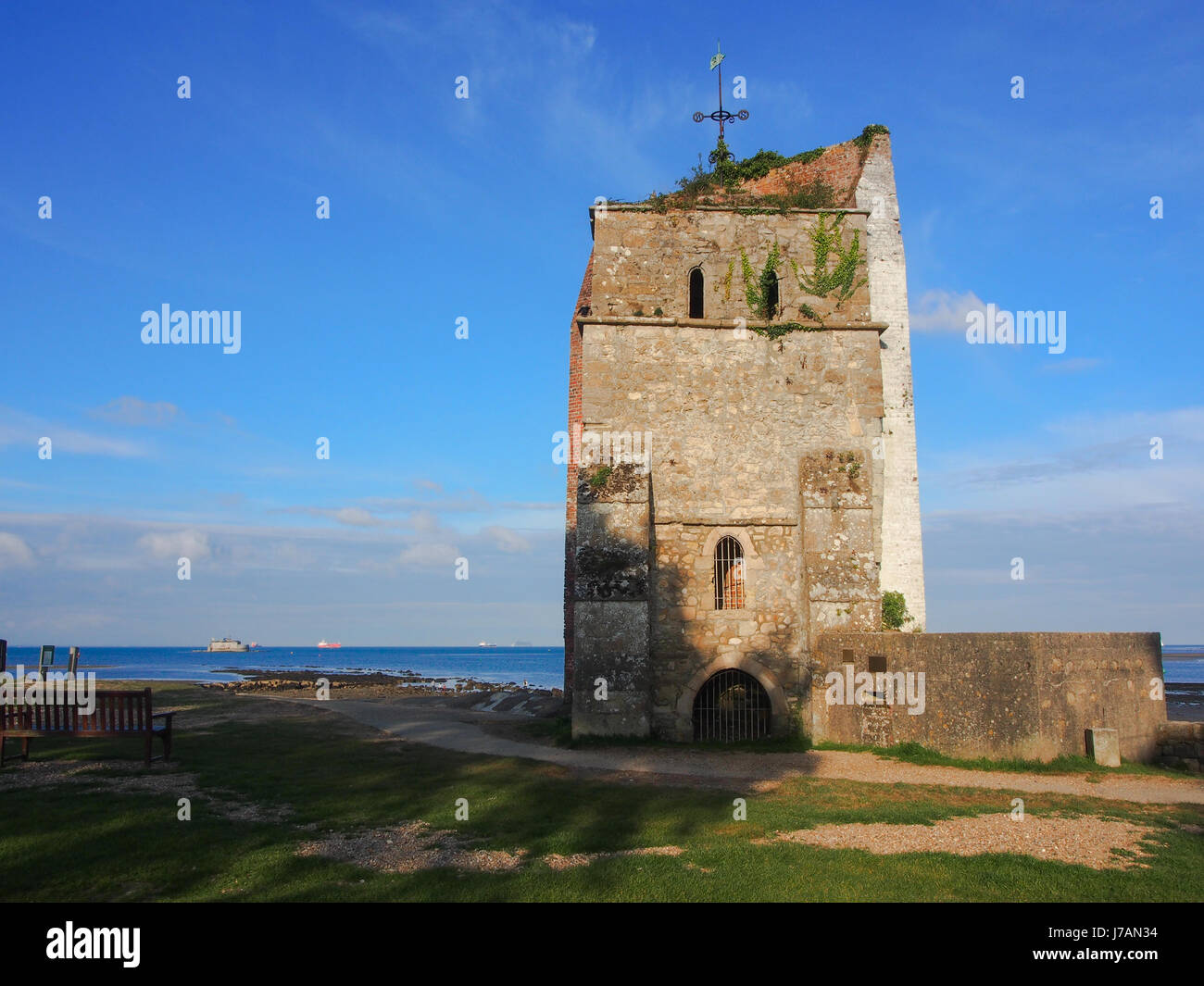 The old church tower at St Helen's on the Isle Of Wight, England Stock