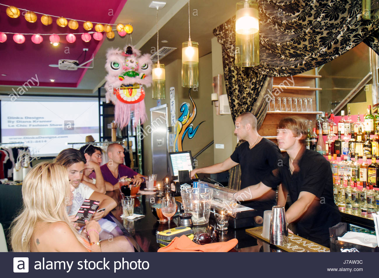 miami beach florida collins avenue kung fu kitchen and sushi restaurant bar bartenders customers interior - Kung Fu Kitchen miami beach florida collins avenue kung fu kitchen and sushi restaurant bar bartenders customers interior - Kung Fu Kitchen