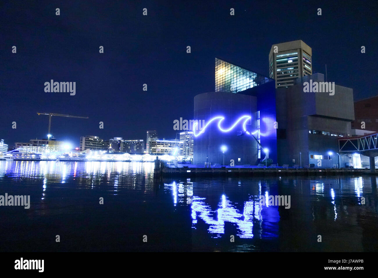 Aquarium at Baltimore Inner Harbor by night - BALTIMORE - MARYLAND - APRIL 9, 2017 Stock Photo