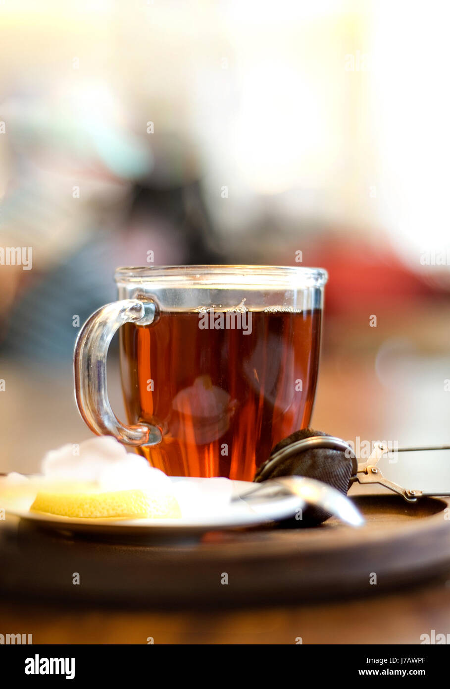tea hot cold catarrh day during the day close cup glass chalice tumbler tea Stock Photo