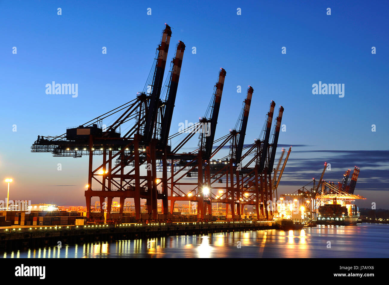 harbor harbours freight ship cargo ship container port discharge container Stock Photo