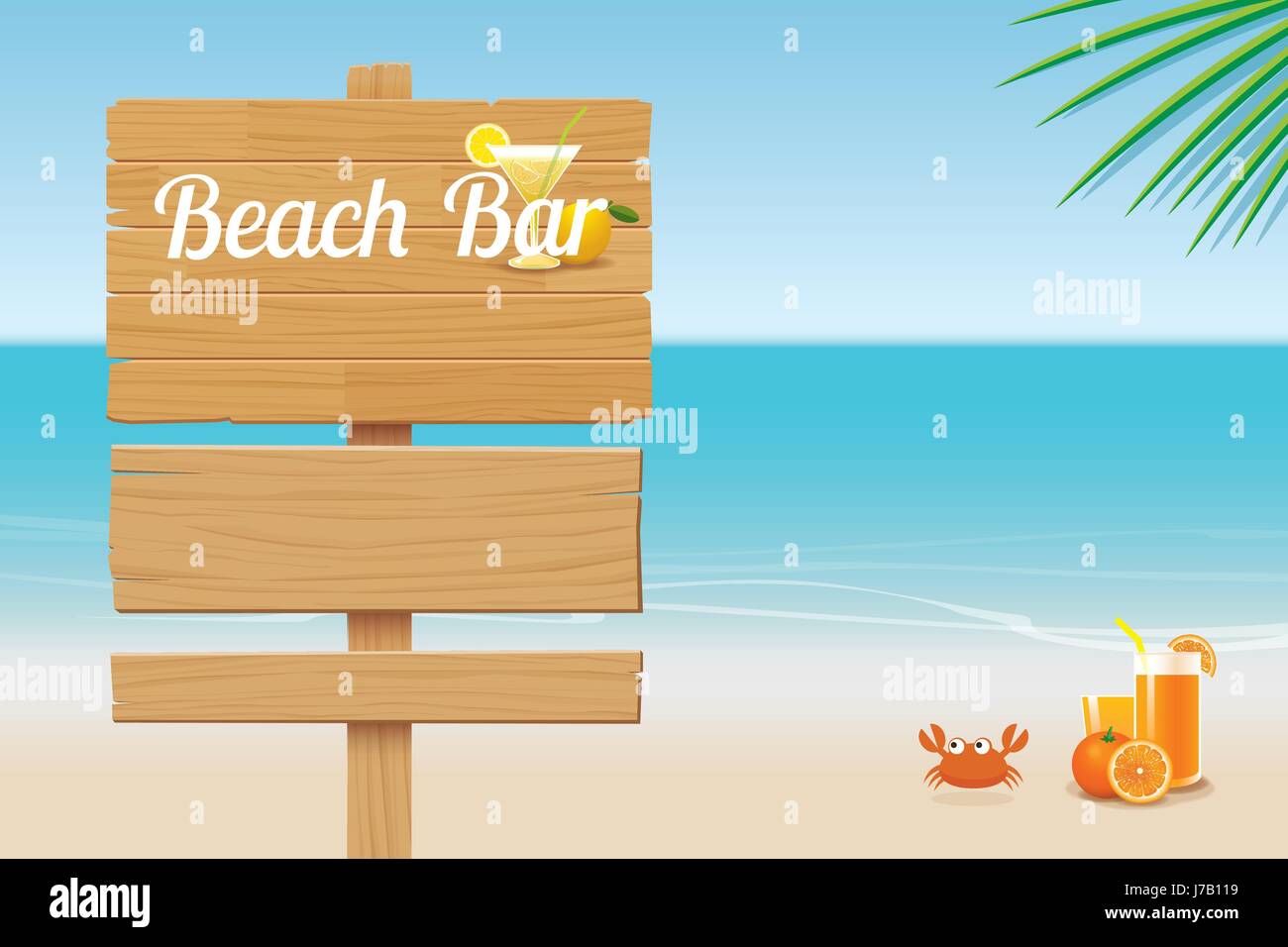 summer wooden sign on tropical beach background Stock Vector Image ...