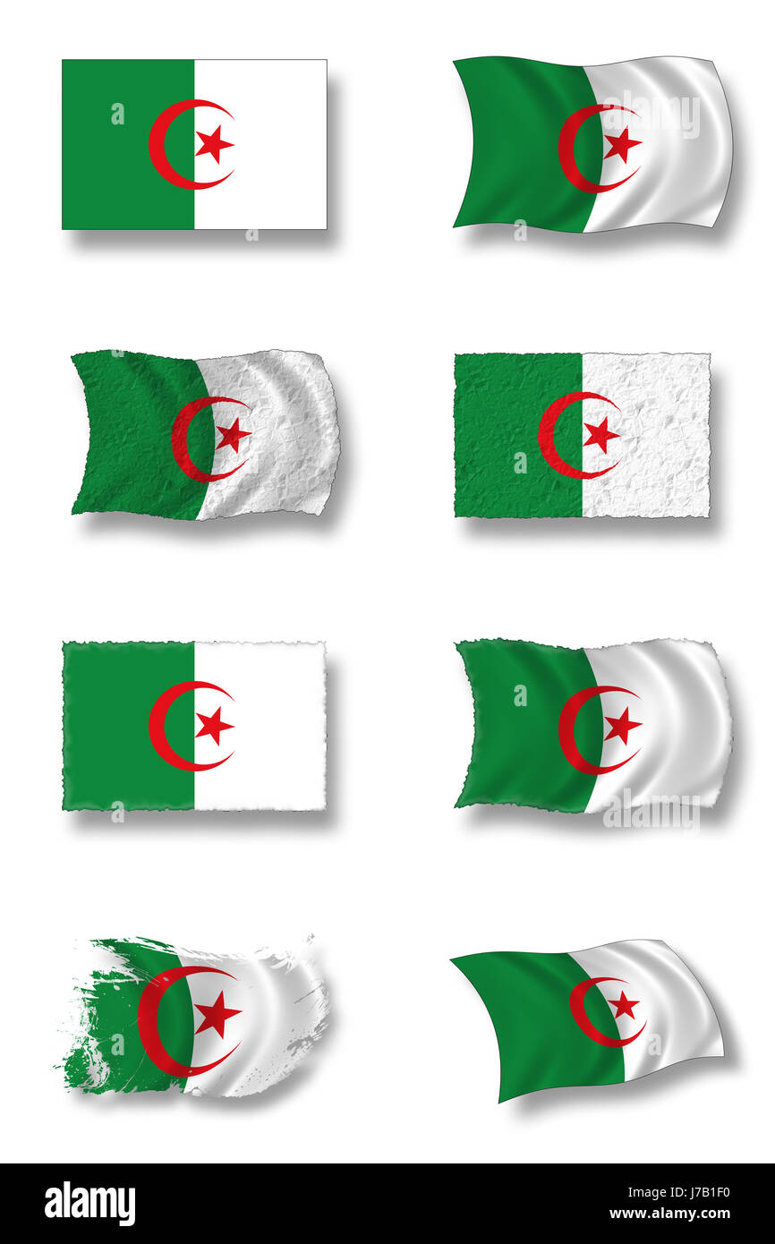 flag national algeria flag blow national algeria pictogram symbol pictograph Stock Photo