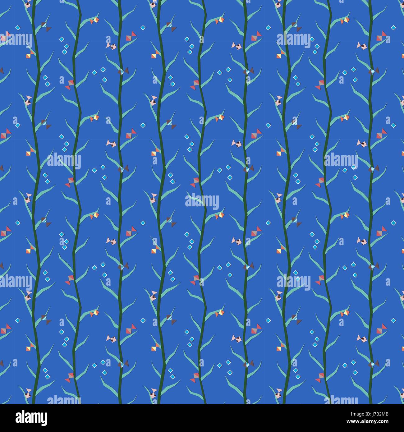 Bright simplistic seaweed and fish seamless pattern Stock Vector Image ...