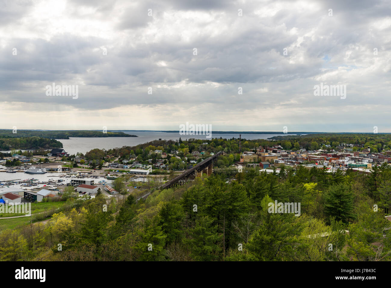 View Of Parry Sound From Tower, Ontario, Canada Stock Photo