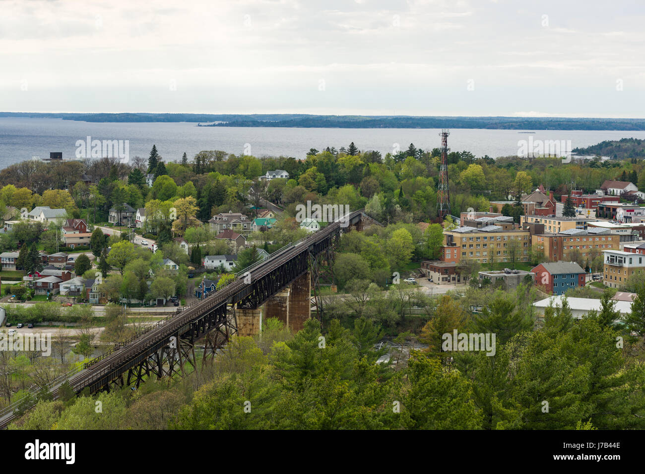 View Of Parry Sound From Tower, Ontario, Canada Stock Photo