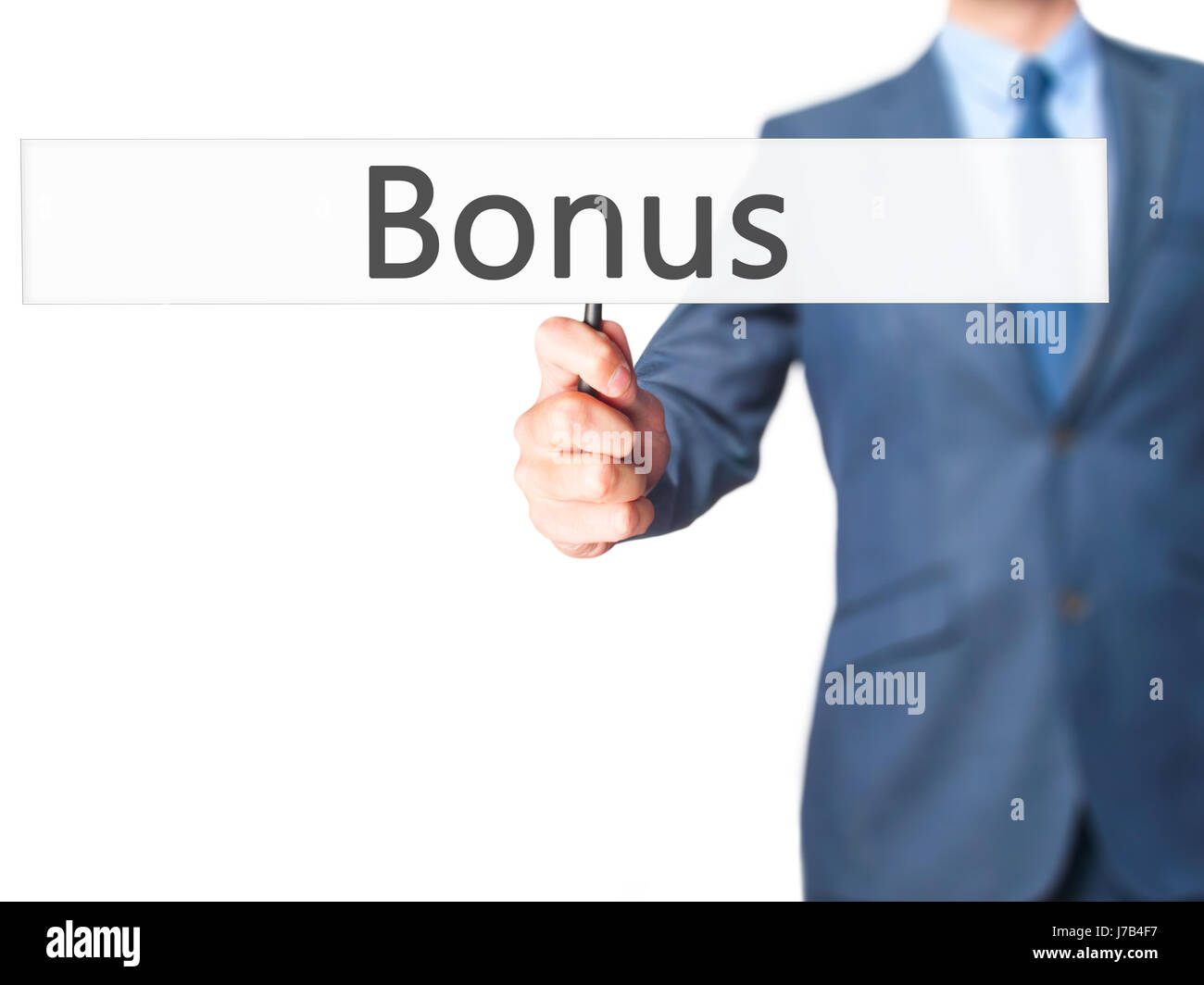 Bonus - Businessman hand holding sign. Business, technology, internet concept. Stock Photo Stock Photo