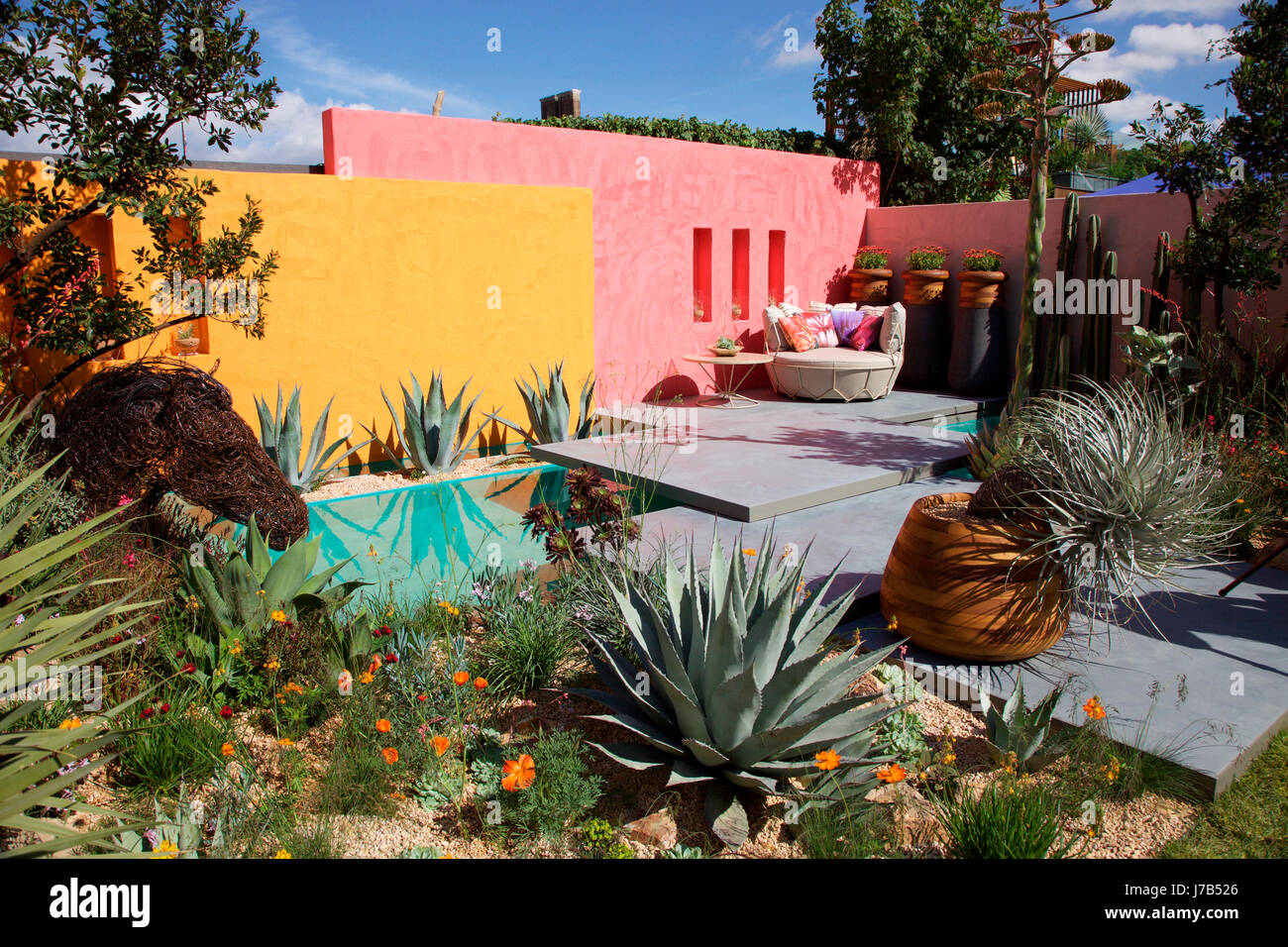 Beneath a Mexican Sky, Fresh Garden designed by Manoj Malde for RHS Chelsea Flower Show 2017 Stock Photo