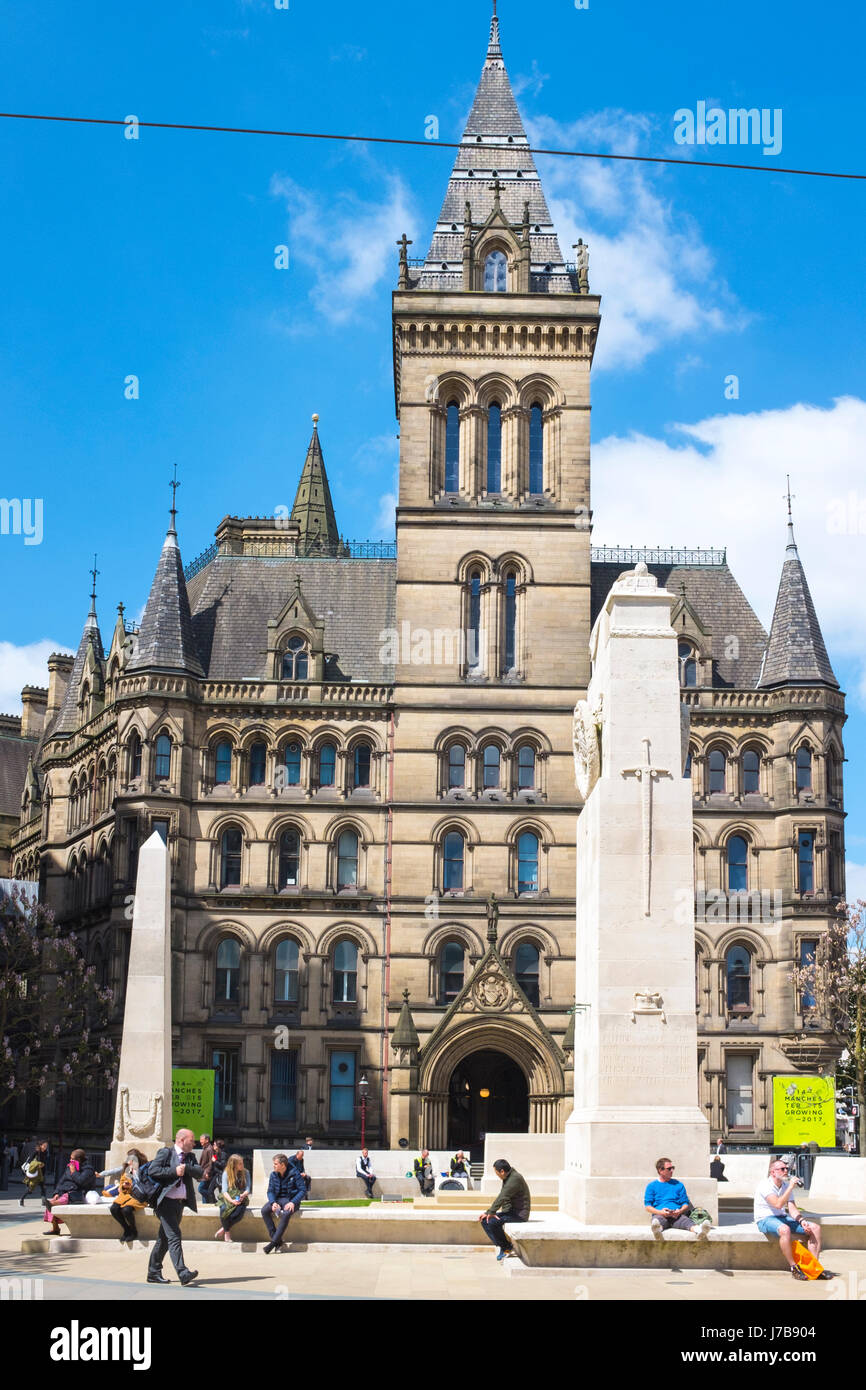 War memorial outside the rear entrance of Town Hall on St Peter's Square in Manchester UK Stock Photo