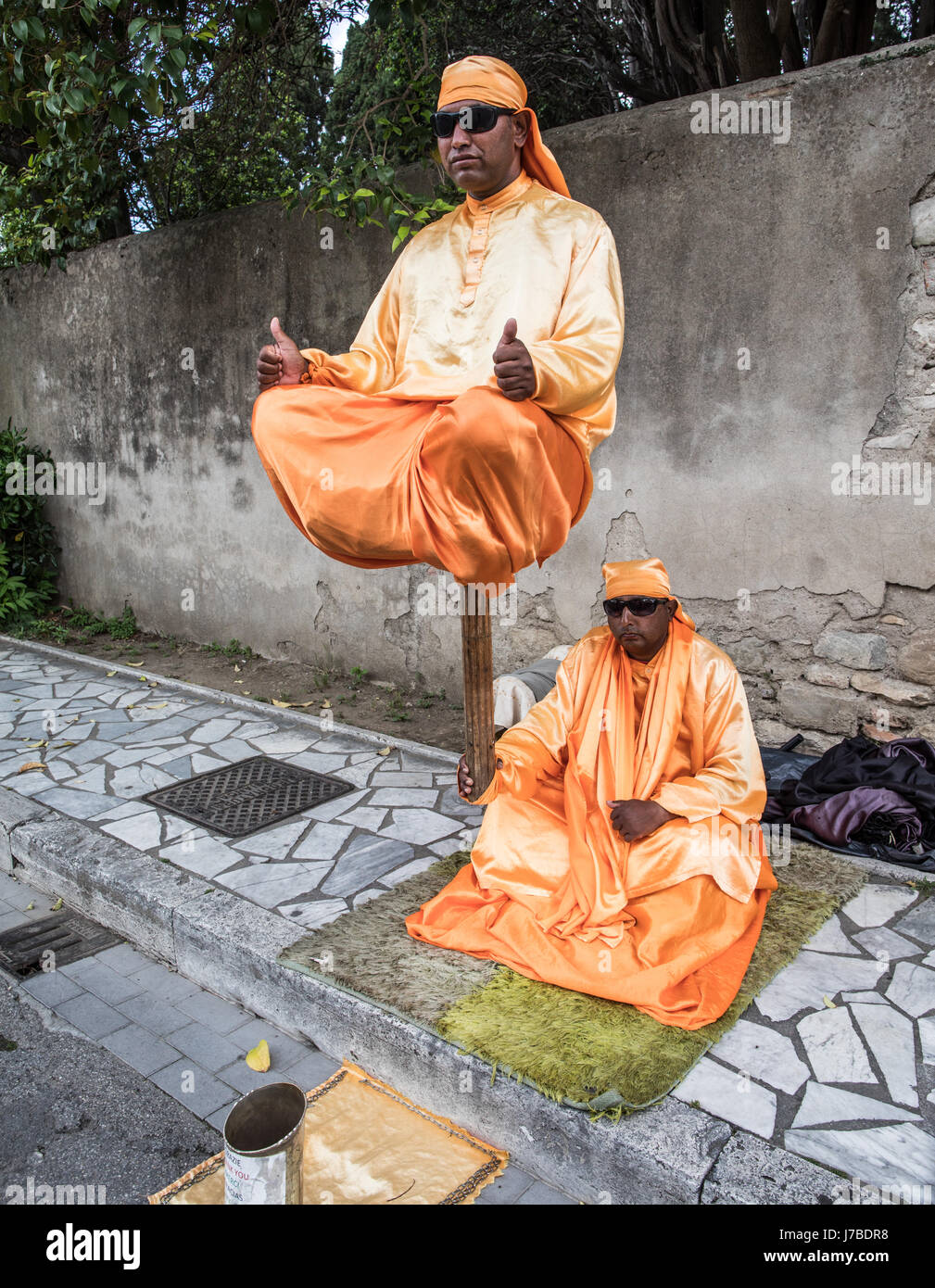 Levitating Guru Street Theater Pisa Italy Stock Photo