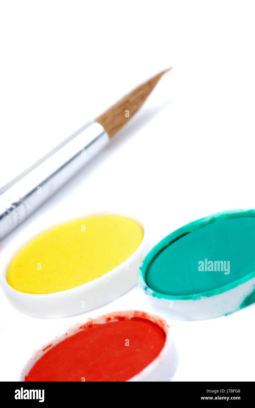 art colour coloured bristles watercolors paintbrush brush macro close-up macro Stock Photo