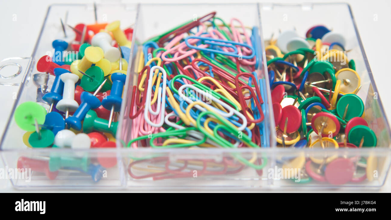 pushpin thumbtacks push clip compartments red office pin object plastic ...