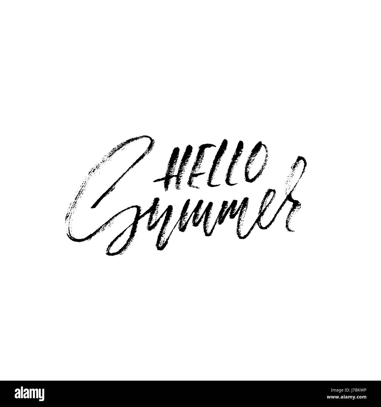 Hello summer hand drawn lettering isolated on white background for your ...