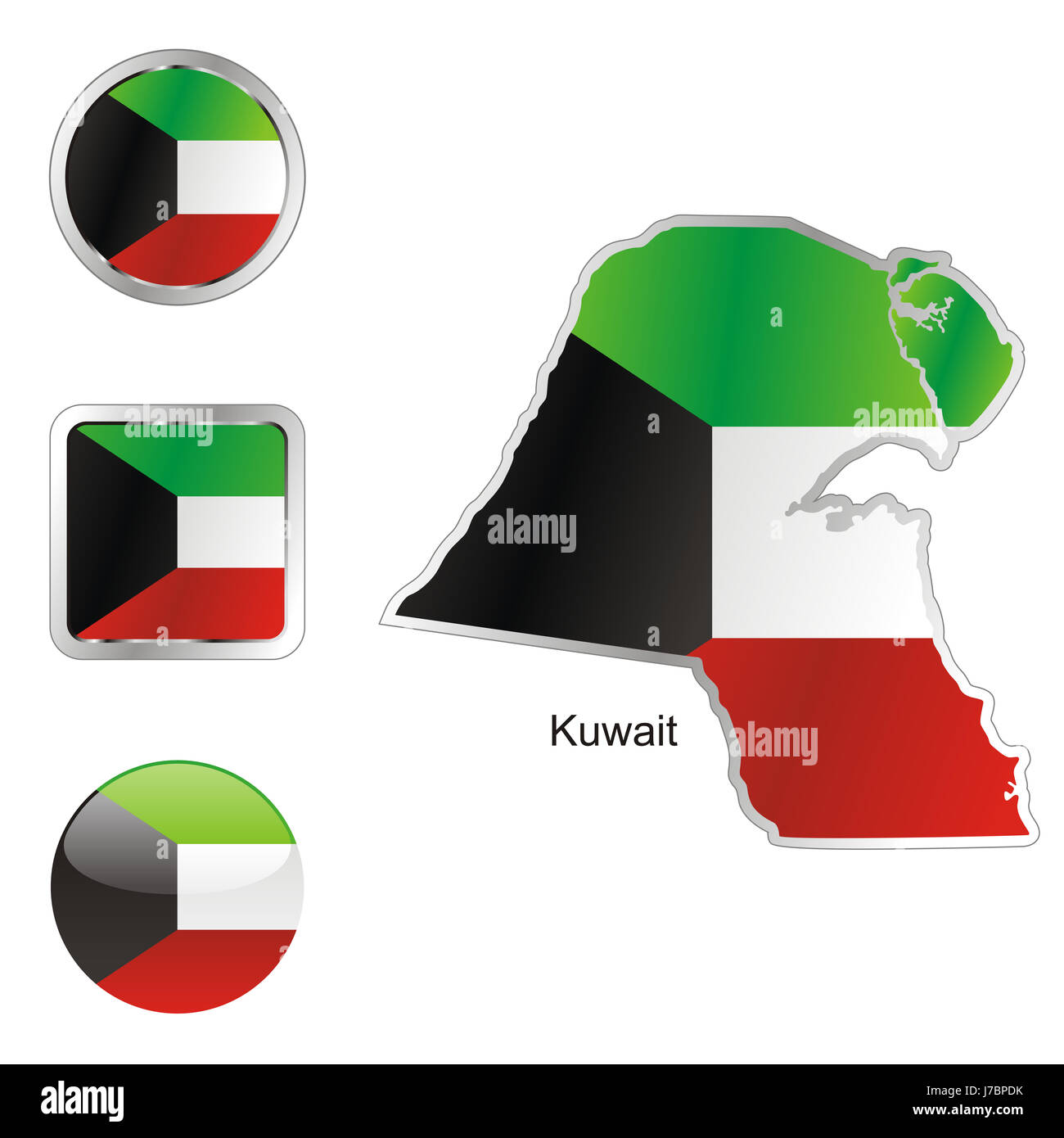 asia illustration flag button kuwait travel colour emblem asia ...