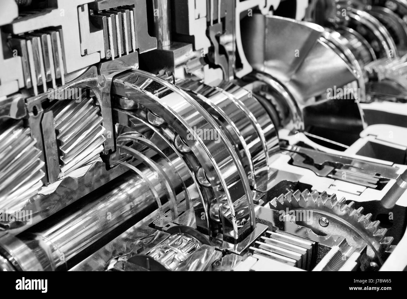 Cogwheels machinery interior. Engineering and industry concept Stock