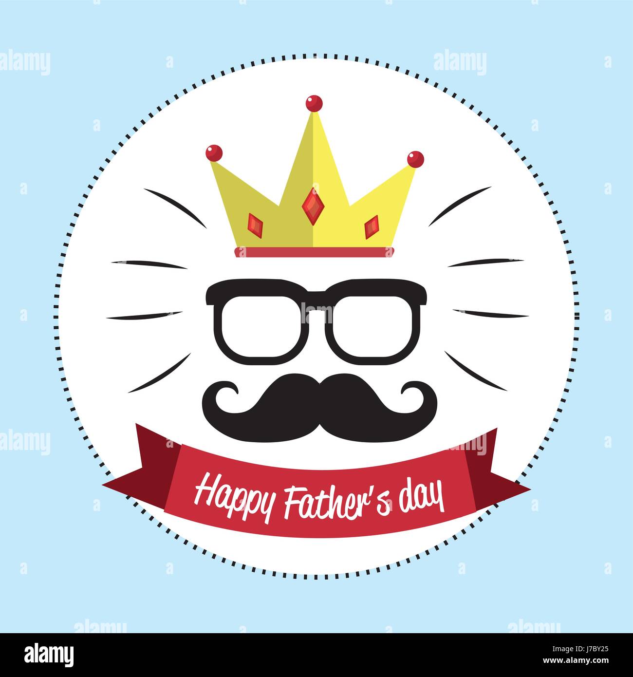 happy father day card with mustache, glasses and ribbon design Stock ...