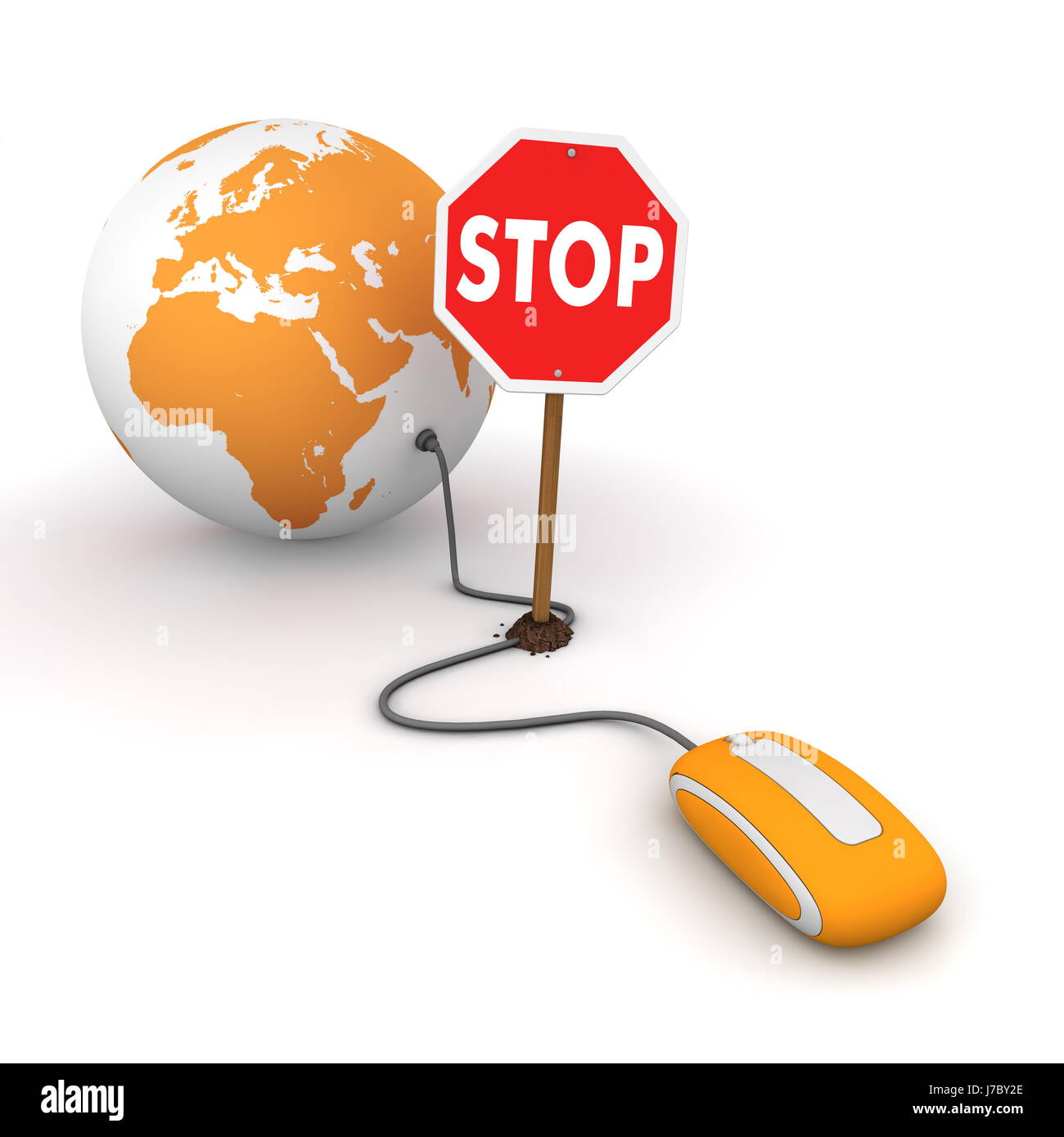 censorship stop stops globe planet earth world sign aborting mouse computer Stock Photo