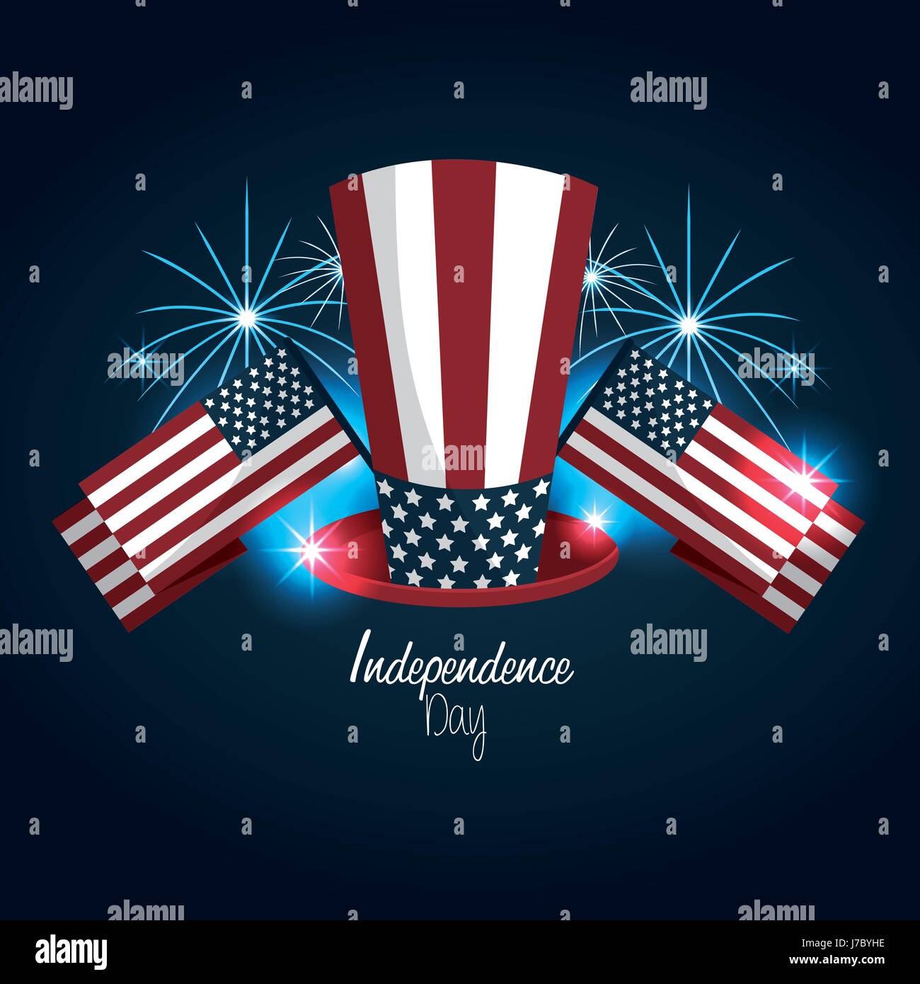 independence day with hat and flags design Stock Vector Image & Art - Alamy