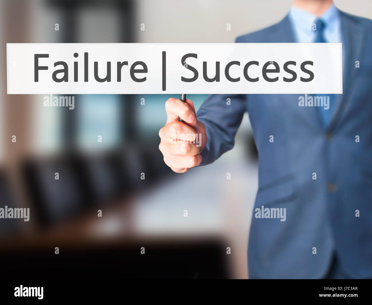 Failure Success - Businessman hand holding sign. Business, technology ...