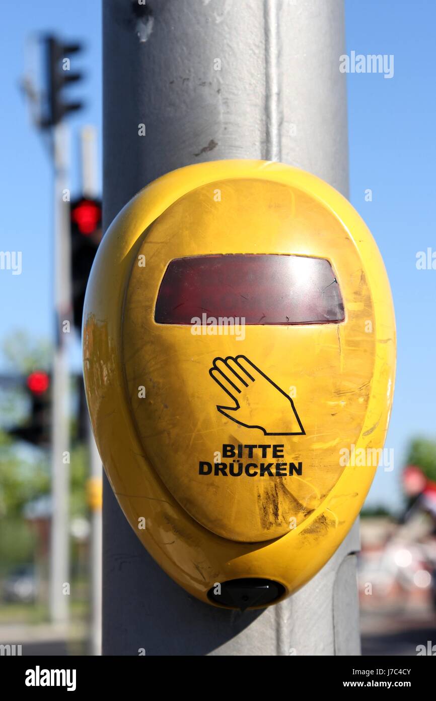 pushbutton of German pedestrian lights Stock Photo