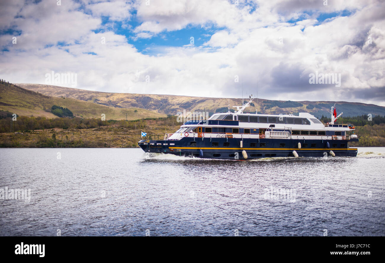 Lord of The Glens ship going through Loch Lochy Stock Photo