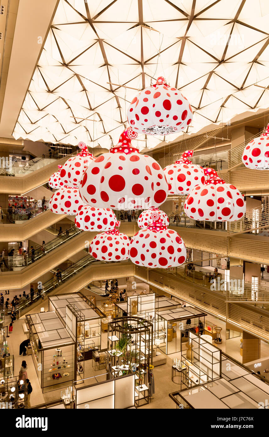TOKYO - MAY 13 : Ginza Six, a new shopping mall in Ginza district. MAY 13, 2017 in Tokyo, Japan. The mall has a Yayoi Kusama installation Stock Photo