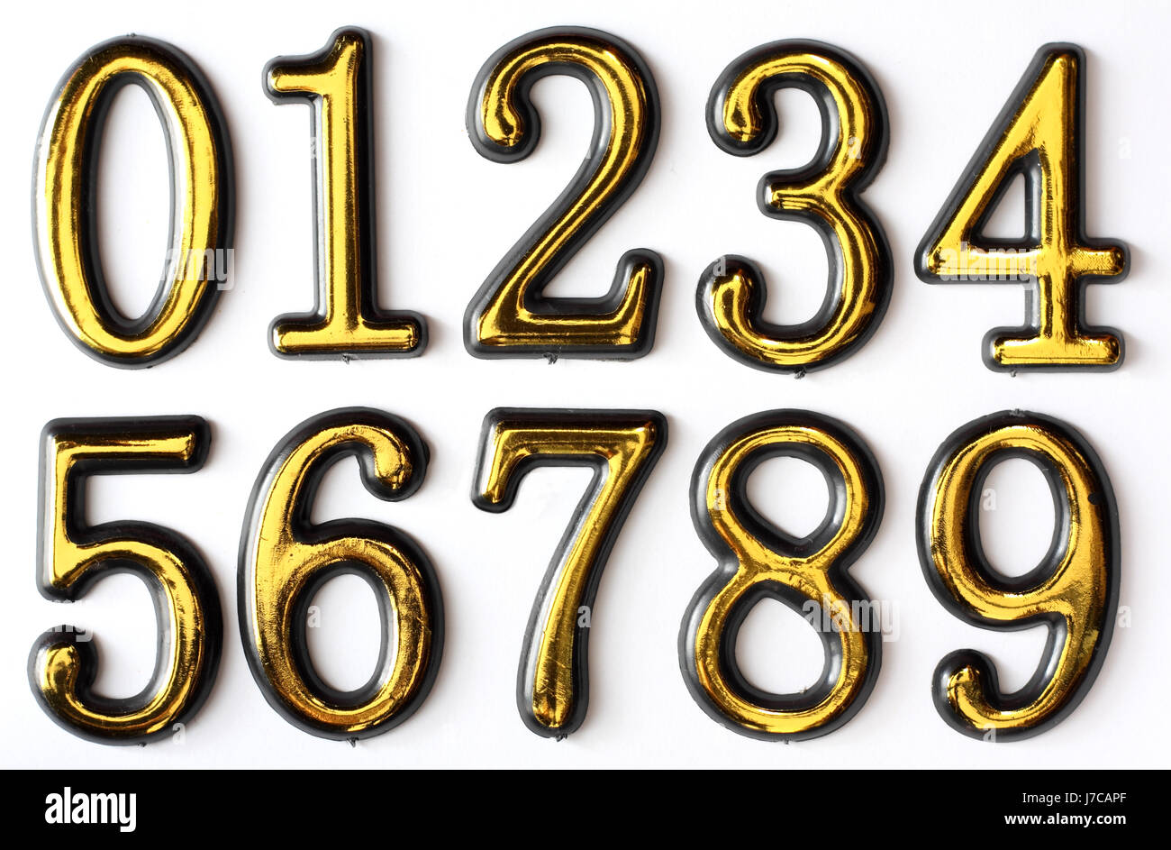 Golden One Zero Nine Sequence Numbers Isolated Science Five Black Stock Photo Alamy