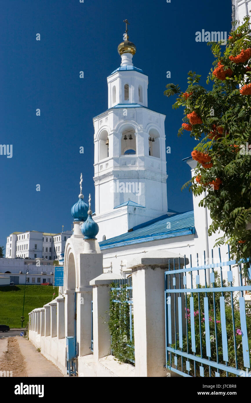 religion church history orthodox russia building blue beautiful beauteously Stock Photo