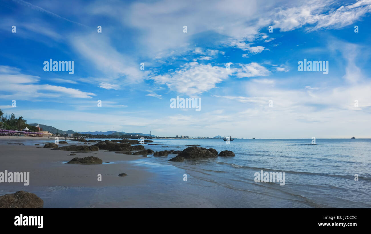 Tropical beach with clear water and blue sky Stock Photo - Alamy