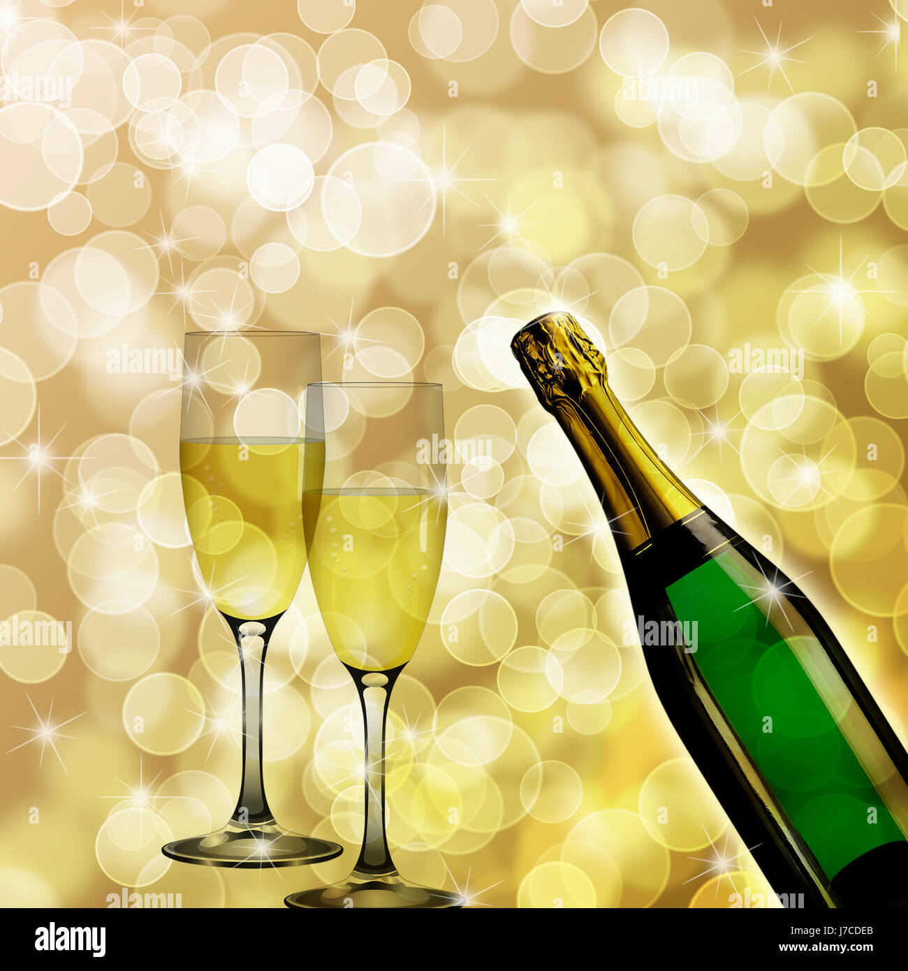 glass chalice tumbler wine party celebration bottle beverage glow champagne Stock Photo