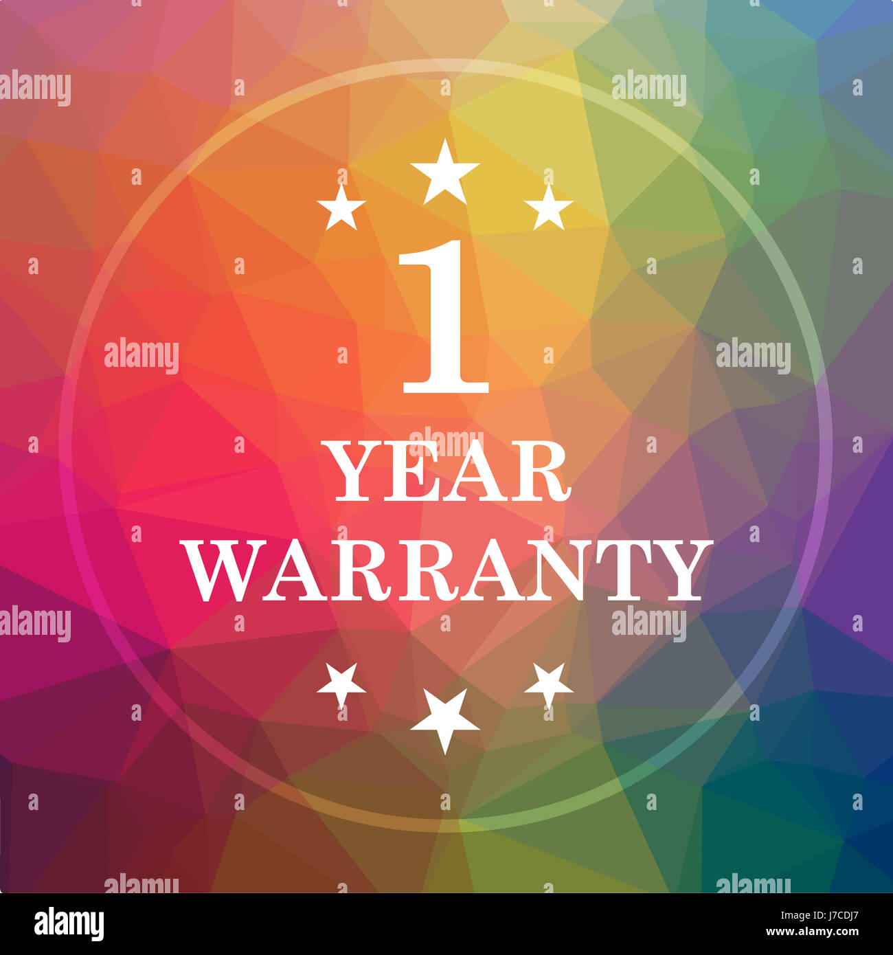 1 year warranty icon. 1 year warranty website button on low poly ...