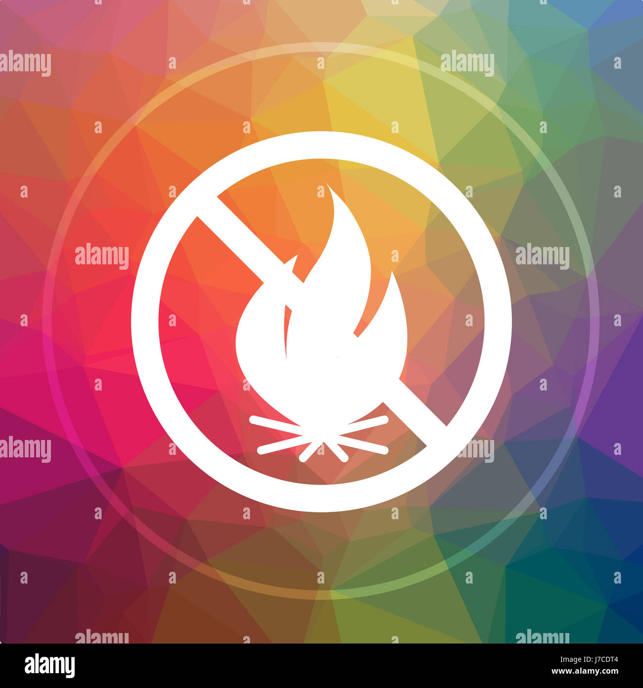 Fire forbidden icon. Fire forbidden website button on low poly ...