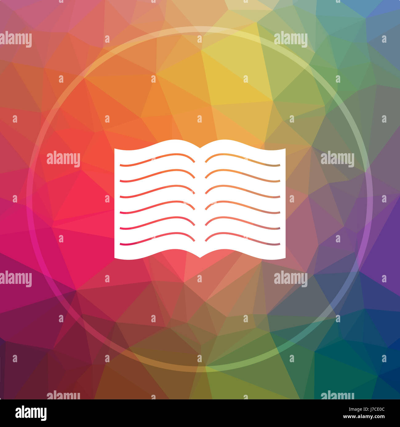 Book icon. Book website button on low poly background Stock Photo - Alamy