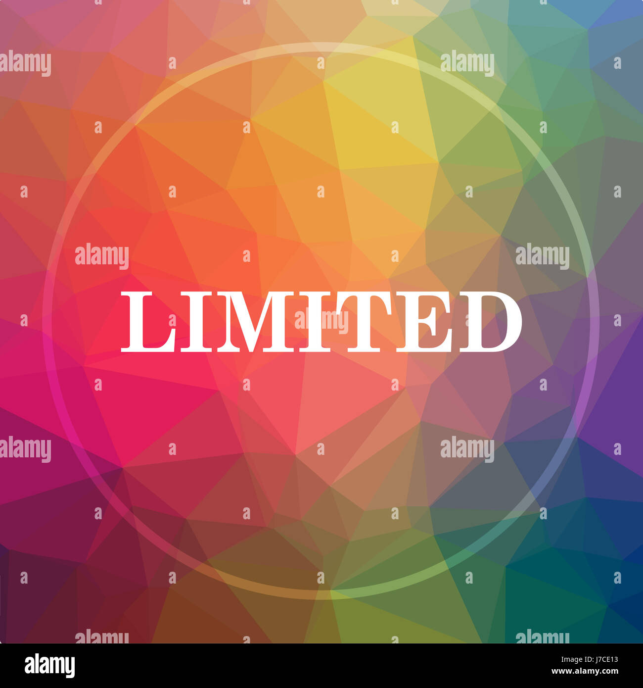 Limited icon. Limited website button on low poly background Stock Photo ...